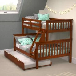 Twin/Full Mission Bunkbed With Trundle Bed Light Espresso -WALKER EDISON Shop DT 122 3 TFE 503 E 3