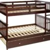 Full/Full Mission II Bunk Bed With Trundle Bed Dark Cappuccino Finish -WALKER EDISON Shop DT 123 3 FFCP 503 CP