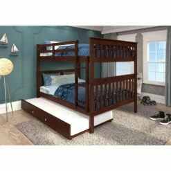 Full/Full Mission II Bunk Bed With Trundle Bed Dark Cappuccino Finish 9 Full/Full Mission II Bunk Bed With Trundle Bed Dark Cappuccino Finish -WALKER EDISON Shop DT 123 3 FFCP 503 CP 3