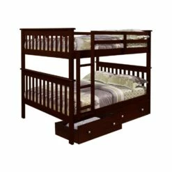 Full/Full Mission II Bunk Bed With Dual Underbed Drawers Dark Cappuccino Finish