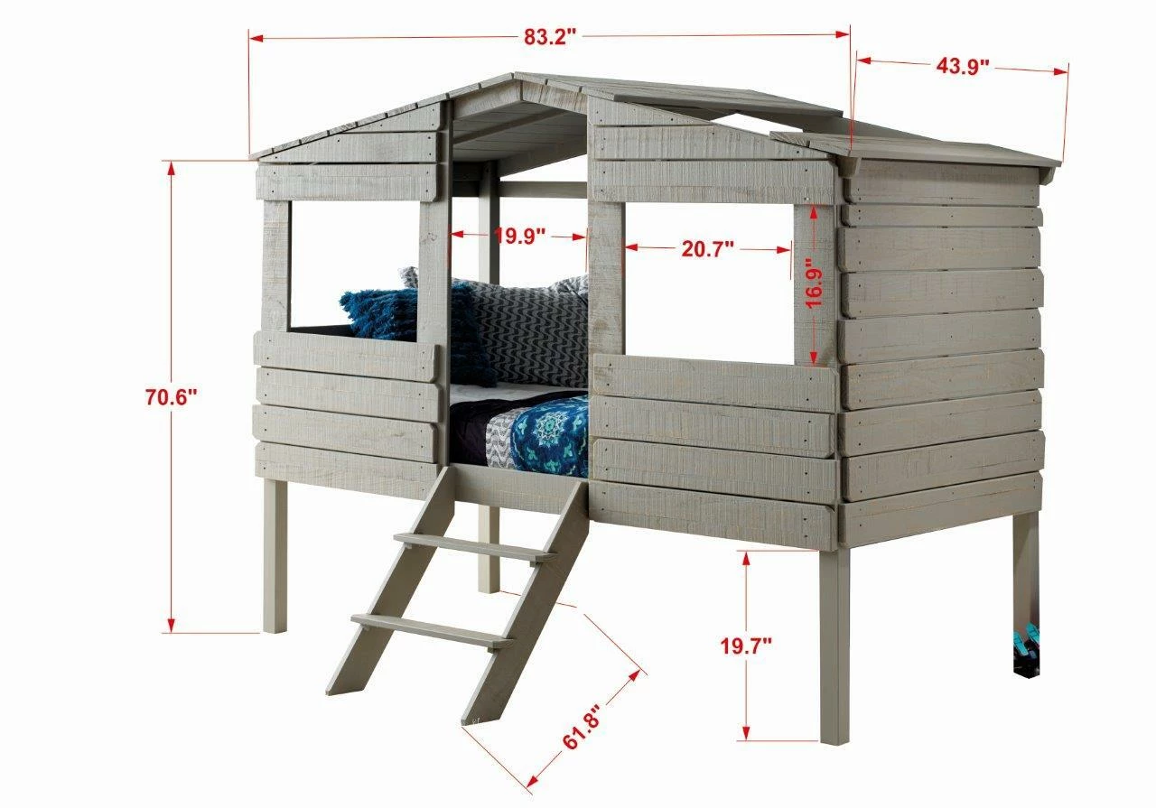 Twin Tree House Loft Rustic Grey 3 Twin Tree House Loft Rustic Grey - Image 2