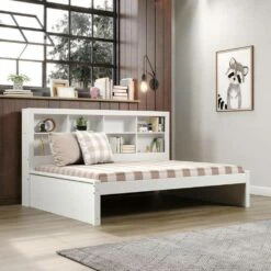 Full Bookcase Day Bed In White -WALKER EDISON Shop DT 1733 FW 2