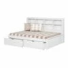 Full Bookcase Day Bed In White W/Dual Under Bed Drawers -WALKER EDISON Shop DT 1733 FW 505 W