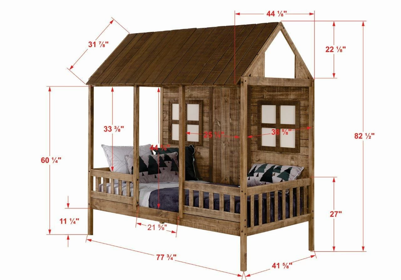 Twin Front Porch Low Loft In Rustic Driftwood Finish W/Twin Trundle Bed 4 Twin Front Porch Low Loft In Rustic Driftwood Finish W/Twin Trundle Bed - Image 2