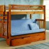 Twin/Futon Tall Mission Short Ladder Bunk Bed With Dual Underbed Drawers Honey Finish -WALKER EDISON Shop DT 200 TTH 300 505 H
