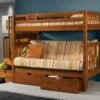 Twin/Futon Tall Mission Stairway Bunk Bed With Trundle Bed Honey Finish -WALKER EDISON Shop DT 200 TTSH 300 503 H