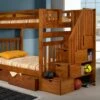 Twin/Twin Tall Mission Stairway Bunk Bed With Dual Underbed Drawers In Honey Finish 2 Twin/Twin Tall Mission Stairway Bunk Bed With Dual Underbed Drawers In Honey Finish -WALKER EDISON Shop DT 200 TTSH 505 H