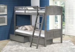 Twin/Twin Louver Bunk Bed With Dual Under Bed Drawers In Antique Grey Finish 7 Twin/Twin Louver Bunk Bed With Dual Under Bed Drawers In Antique Grey Finish -WALKER EDISON Shop DT 2010 TTAG 505 AG 2