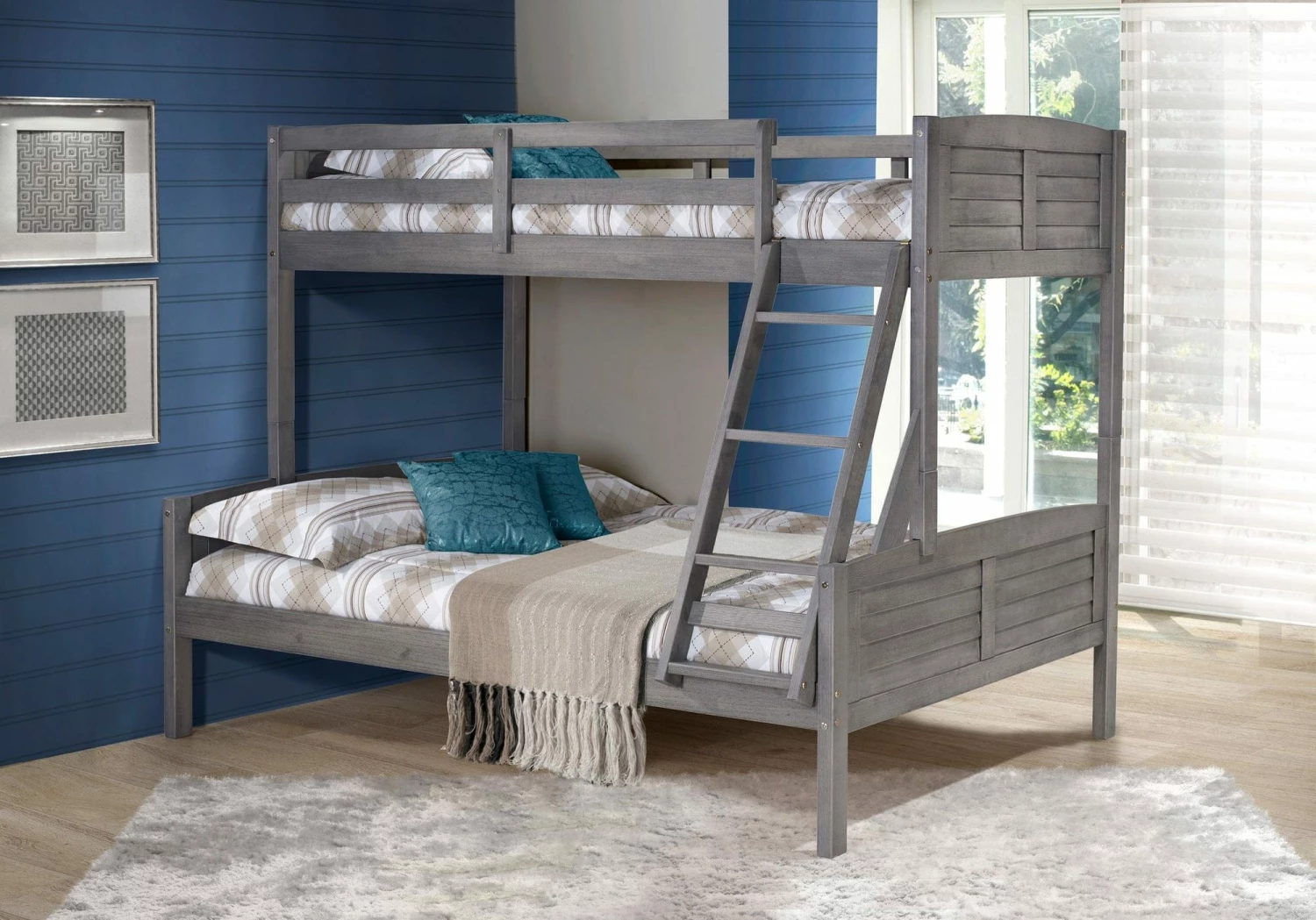 Twin/Full Louver Bunkbed Antique Grey 5 Twin/Full Louver Bunkbed Antique Grey - Image 3