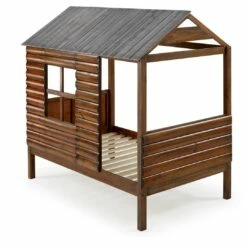 Twin Log Cabin Low Loft Rustic Walnut -WALKER EDISON Shop DT 2103 TRWRS 2