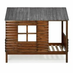Twin Log Cabin Low Loft Rustic Walnut