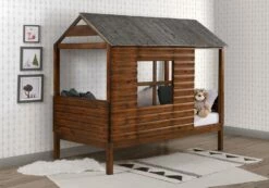 Twin Log Cabin Low Loft Rustic Walnut -WALKER EDISON Shop DT 2103 TRWRS 4