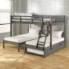 Full Over Double Twin Bed Loft Bunk In Dark Grey Finish W/Twin Trundle Bed -WALKER EDISON Shop DT 2332 FTTDG 503 DG