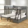 Full Over Double Twin Bed Loft Bunk In Dark Grey Finish W/Dual Under Bed Drawers 2 Full Over Double Twin Bed Loft Bunk In Dark Grey Finish W/Dual Under Bed Drawers -WALKER EDISON Shop DT 2332 FTTDG 505 DG
