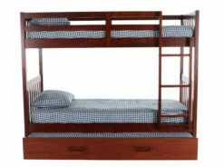 Twin/Twin Mission Bunk Bed With Twin Trundle Bed In Merlot Finish