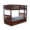 Twin/Twin Mission Bunk Bed With 3 Drawer Bunk Pedestal In Merlot Finish 1 Twin/Twin Mission Bunk Bed With 3 Drawer Bunk Pedestal In Merlot Finish -WALKER EDISON Shop DT 2810 TTM 2892 M
