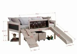 Twin Art Play Junior Low Loft With Toy Boxes In White Wash/Dark Grey Finish -WALKER EDISON Shop DT 3005 TLWWDG 3005C TLWWDG 1