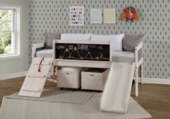 Twin Art Play Junior Low Loft With Toy Boxes In White Wash/Dark Grey Finish -WALKER EDISON Shop DT 3005 TLWWDG 3005C TLWWDG 2