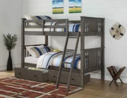 Twin/Twin Princeton Panel/Mission Bunk Bed With Dual Underbed Drawers In Slate Grey Finish
