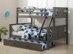 Twin/Full Princeton Bunk Bed With Trundle Bed Slate Grey