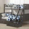 Twin/Full Princeton Bunk Bed With Dual Underbed Drawers Slate Grey -WALKER EDISON Shop DT 318 TFSG 505 SG