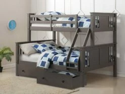 Twin/Full Princeton Bunk Bed With Dual Underbed Drawers Slate Grey