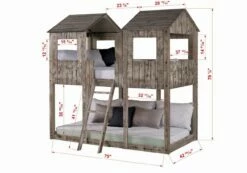 T/T Tower Bunkbed Rustic Dirty White -WALKER EDISON Shop DT 3225 TTRDW 1