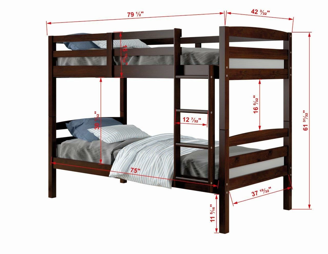 Twin/Twin Bunk Bed Cappuccino 4 Twin/Twin Bunk Bed Cappuccino - Image 2