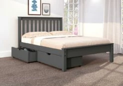 Full Contempo Bed With Dual Under Bed Drawers In Dark Grey Finish