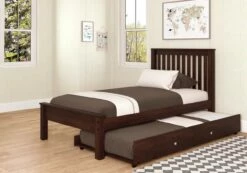 Twin Contempo Bed With Trundle Bed Dark Cappuccino Finish