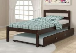 Twin Econo Bed With Trundle Bed Dark Cappuccino Finish