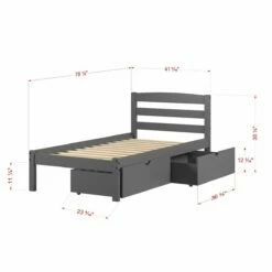 Twin Econo Bed With Dual Under Bed Drawer Dark Grey Finish -WALKER EDISON Shop DT 575 TDG 505 DG 2