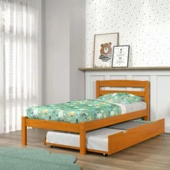 Twin Econo Bed With Trundle Bed Honey Finish -WALKER EDISON Shop DT 575 TH 503 H 3