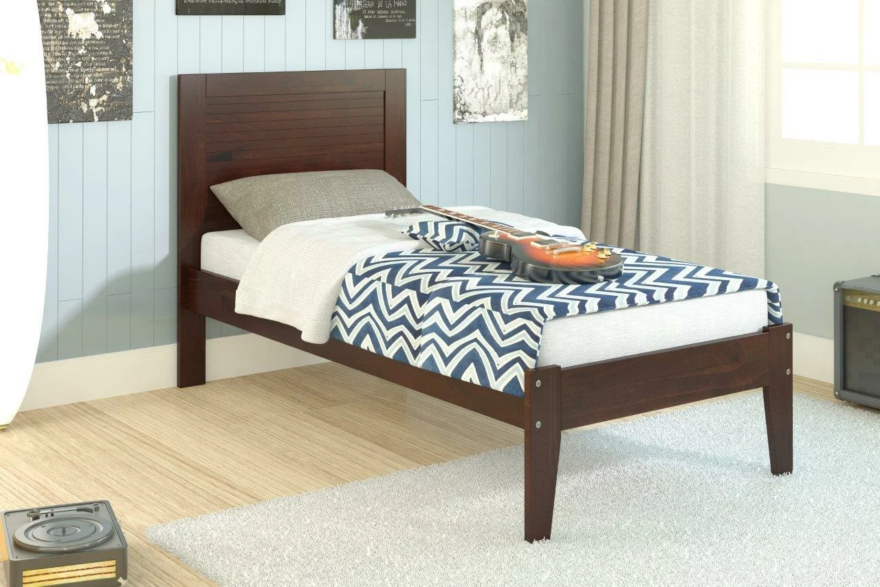 Twin Econo Bed W/Solid Headboard Cappuccino 4 Twin Econo Bed W/Solid Headboard Cappuccino - Image 2