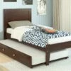 Twin Panel Bed With Trundle Bed Cappuccino Finish -WALKER EDISON Shop DT 585 TCP 503 CP