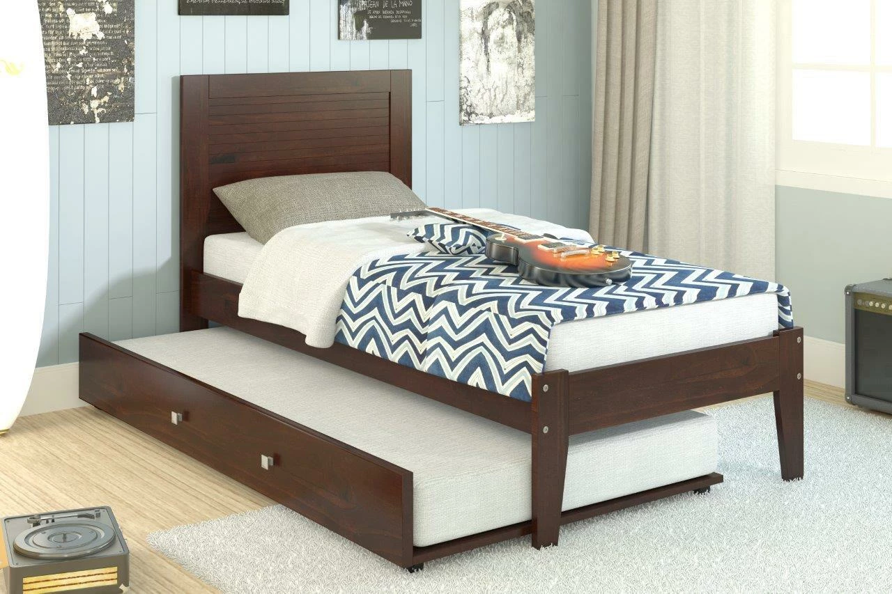 Twin Panel Bed With Trundle Bed Cappuccino Finish 3 Twin Panel Bed With Trundle Bed Cappuccino Finish
