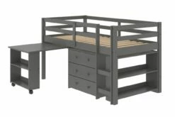 Low Loft Bed Dark Grey