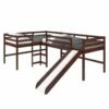 L-shape Double Twin Loft Bed In Dark Cappuccino Finish -WALKER EDISON Shop DT 7600 TTCP