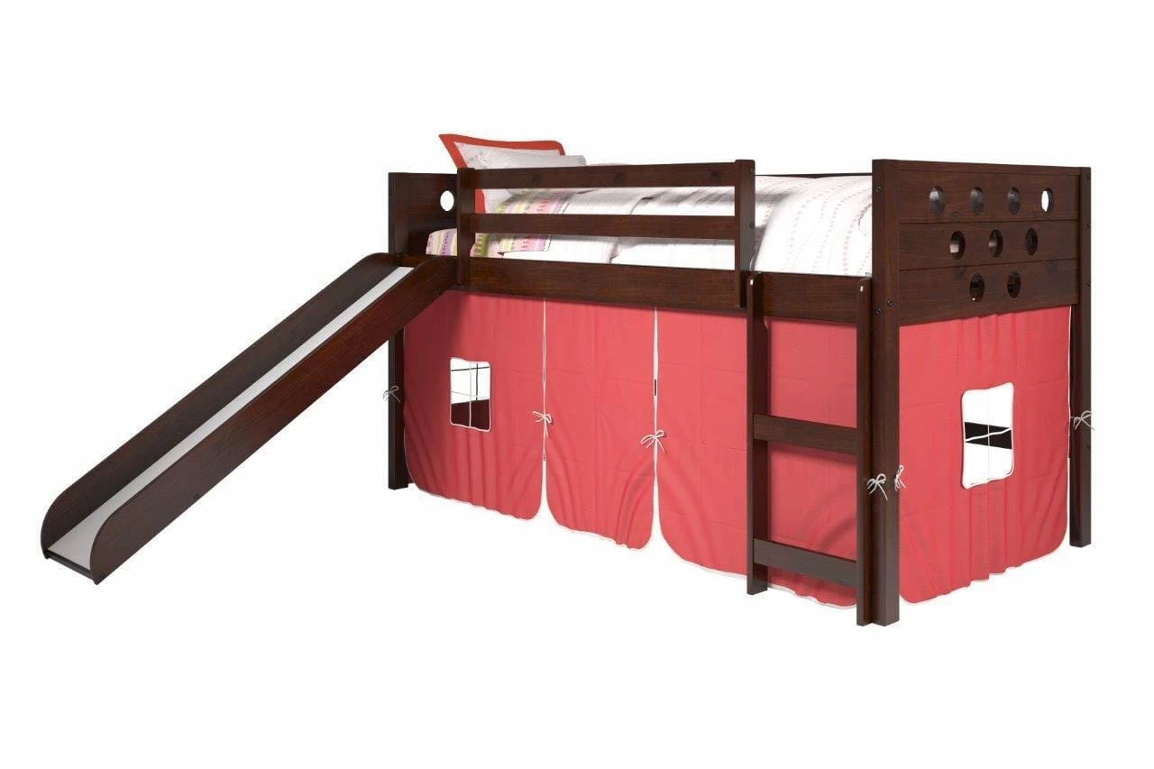 Twin Circles Low Loft W/Slide & Red Tent Kit In Dark Cappuccino Finish 3 Twin Circles Low Loft W/Slide & Red Tent Kit In Dark Cappuccino Finish