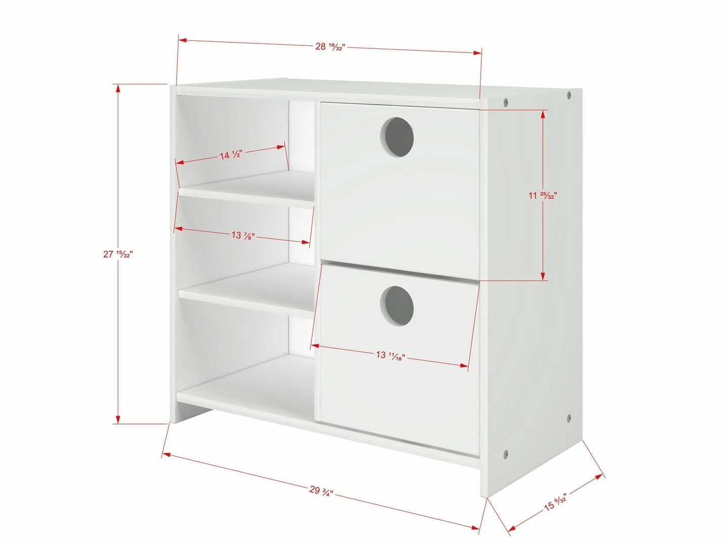 Circles Low Loft 2 Drawer Shelf With Shelves White 4 Circles Low Loft 2 Drawer Shelf With Shelves White - Image 2