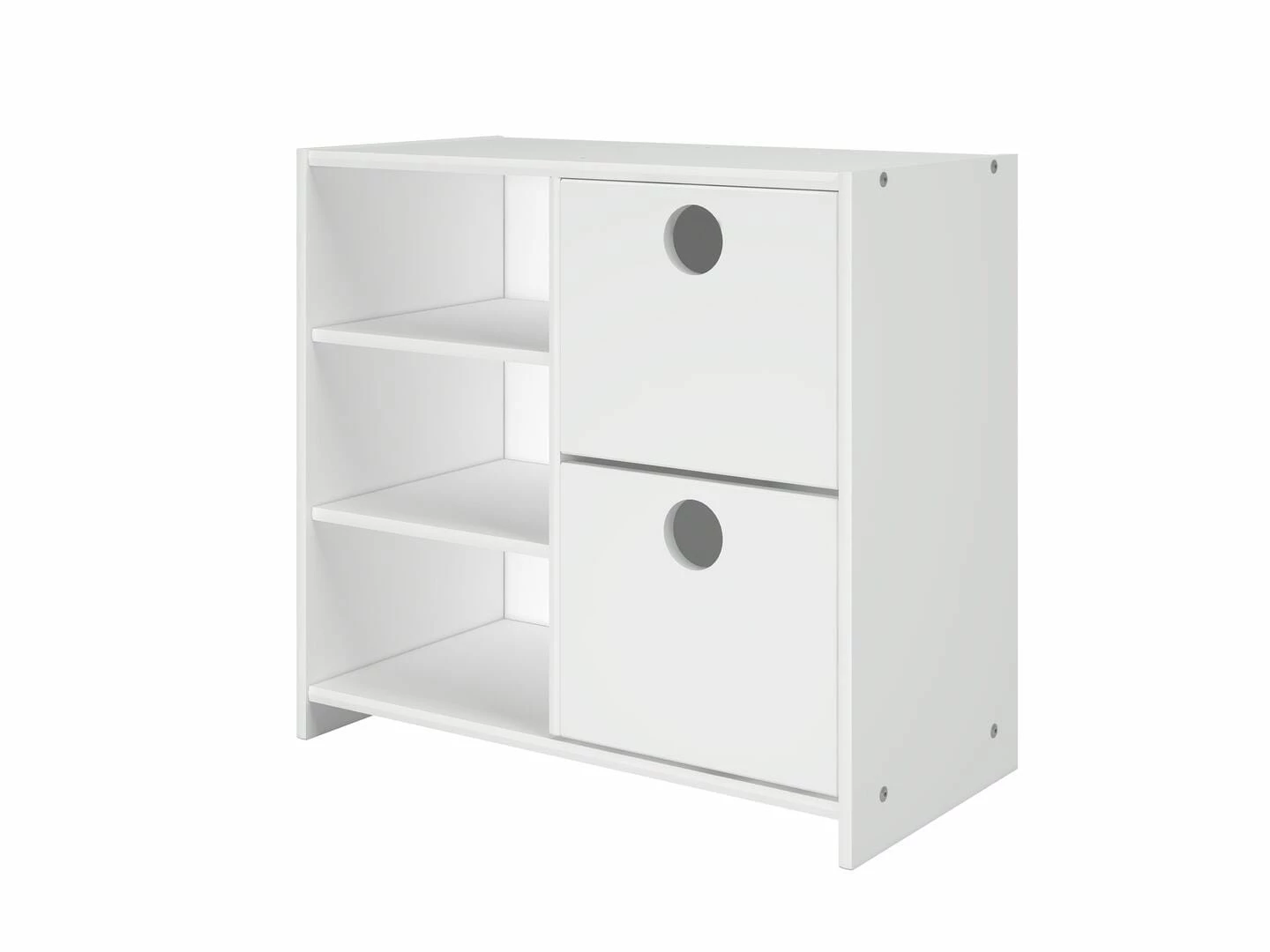 Circles Low Loft 2 Drawer Shelf With Shelves White 3 Circles Low Loft 2 Drawer Shelf With Shelves White