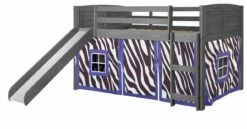 Twin Louver Low Loft W/Slide & Zebra Tent Kit In Antique Grey Finish