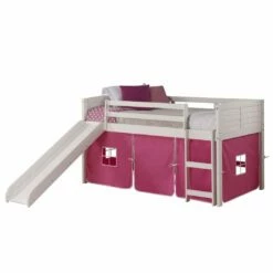 Twin Louver Low Loft White W/Pink Tent & Slide -WALKER EDISON Shop DT 790 ATW 750C TP 785 W 1