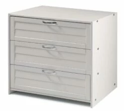 Louver Low Loft 3 Drawer Chest White
