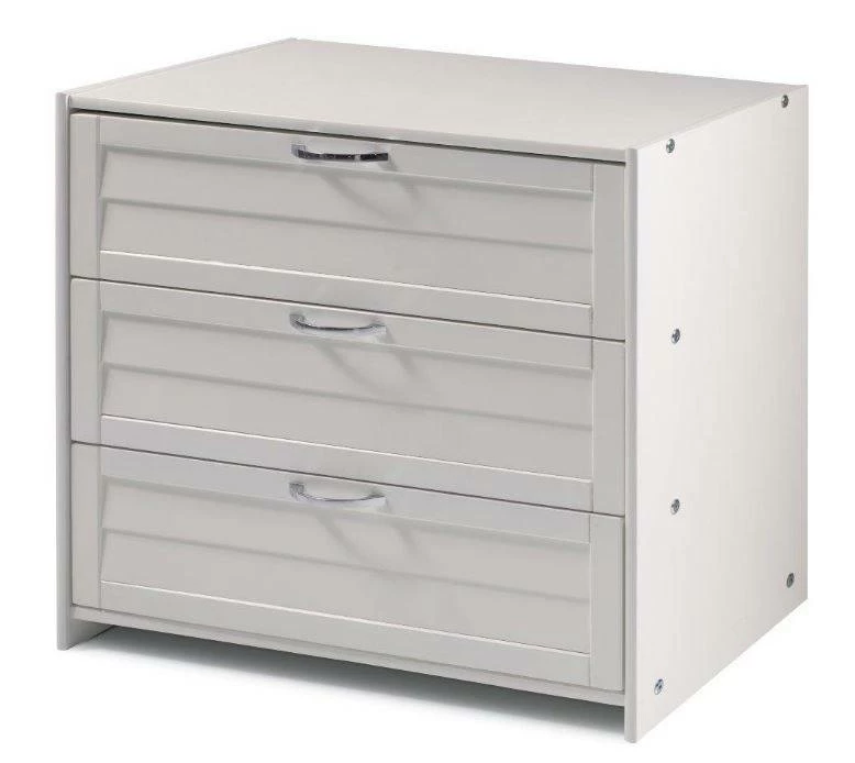 Louver Low Loft 3 Drawer Chest White 3 Louver Low Loft 3 Drawer Chest White