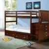 Mission Stairway Bunk Bed With Dual Underbed Drawers Dark Cappuccino Finish -WALKER EDISON Shop DT 820 TTCP 505 CP