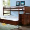 Twin/Full Mission Stairway Bunk Bed With Ext Kit With Trundle Bed Cappuccino Finish -WALKER EDISON Shop DT 820 TTCP 800E CP 503 CP