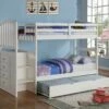 Arch Mission Stairway Bunkbed With Trundle Bed White Finish