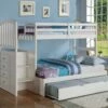 Twin/Full Arch Mission Stairway Bunk Bed With Ext Kit With Trundle Bed White Finish 1 Twin/Full Arch Mission Stairway Bunk Bed With Ext Kit With Trundle Bed White Finish -WALKER EDISON Shop DT 840 TTW 800E W 503 W