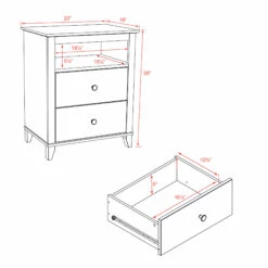 Yaletown 2 Drawer Tall Nightstand -WALKER EDISON Shop EDNH 1202 1 5